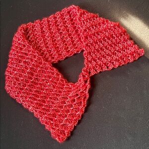 Luxurious Crimson Crochet Infinity Scarf
